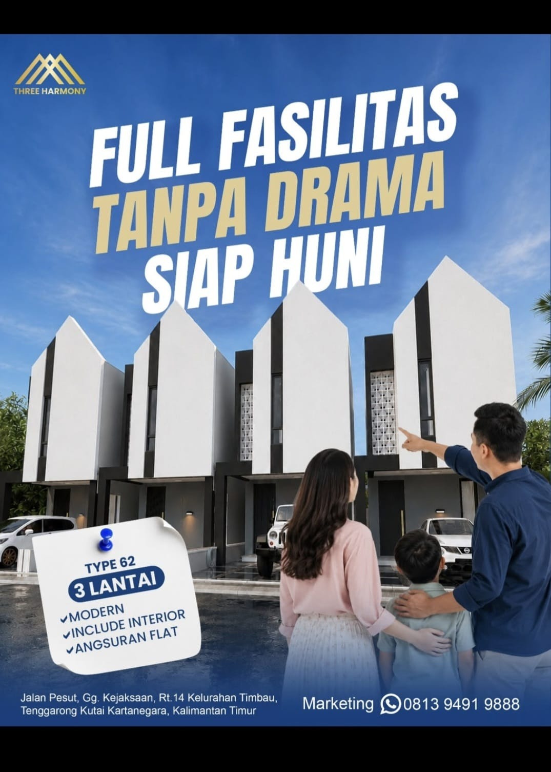 Three Harmony full fasilitas tanpa drama siap huni